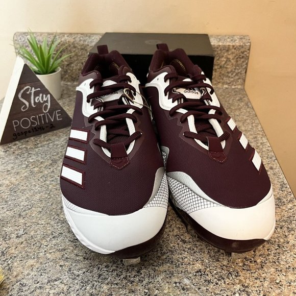 Adidas Icon 6 Bounce‎ Metal Baseball Cleats Men\'s Size 14 Maroon White [FV9351] main image 4